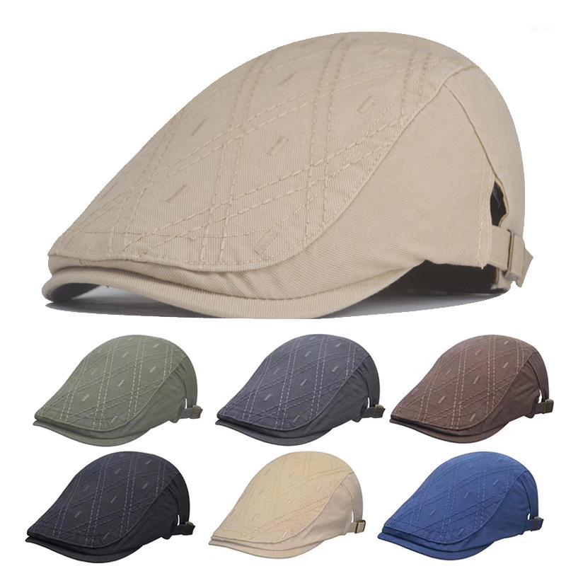 

Cotton Middle-aged Men's Duck Tongue Hat Breathable Embroidery Sun Hat Sunscreen Sun Man Beret Flat Cap Male1, Black