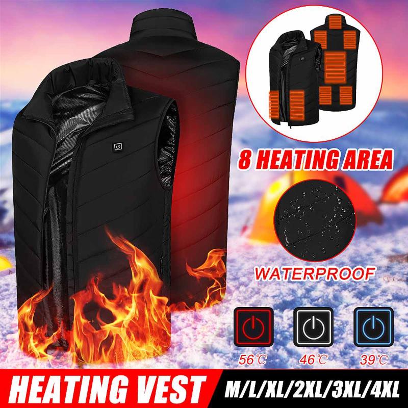 

8 Places Heated Vest Men Women Electric Heating Jacket Vest Thermal Clothing Outdoor Camping Usb Heated Hiking Waterproof, 4pcs heated