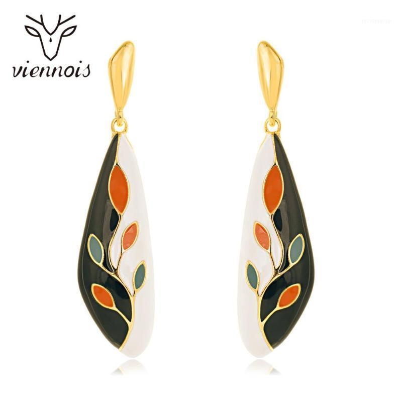 

Viennois Korean Style Classic Enamel Drop Earrings For Women Multicolor Leaves Drop Earrings for Women Korean Fashion Jewelry1