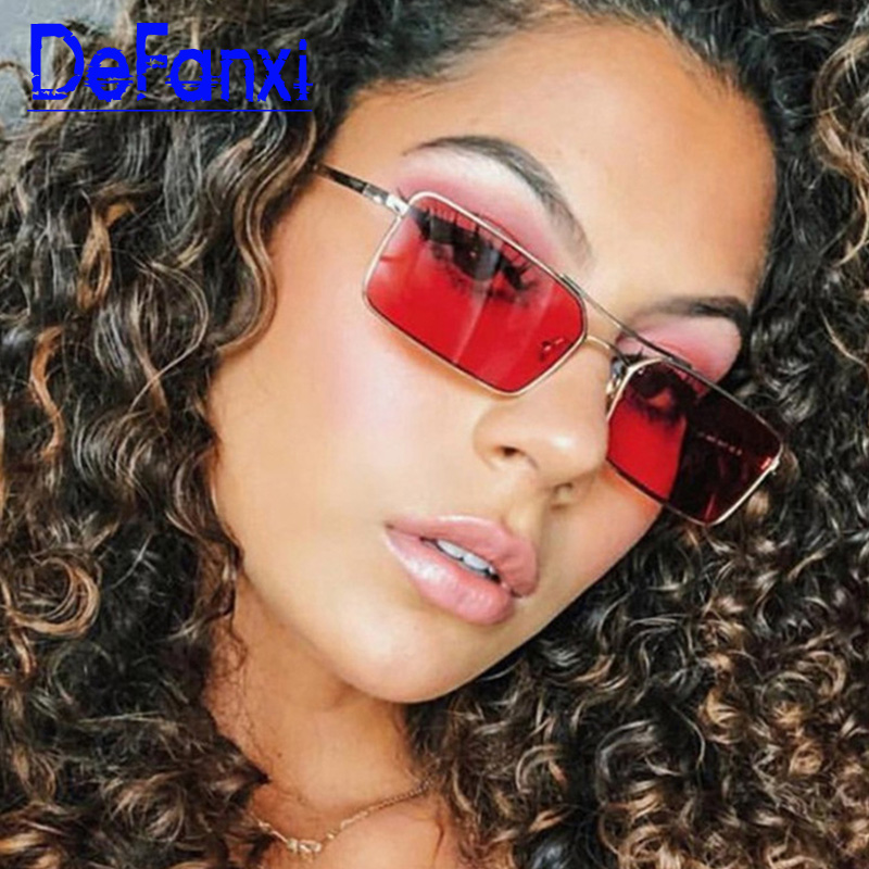 

Sunglasses 2021 Fashion Square Men Women Luxury Candy Lens Vintage Small Metal Sun Glasses UV400 Transparent