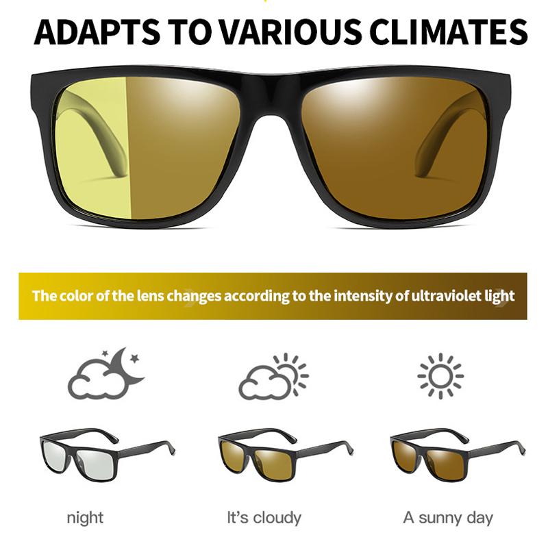 

SHAUNA Men Women Classic Vintage Polarized Night Vision Glasses Discolored Anti-Glare Lens Driving Sun Glasses