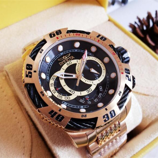 

Dropshipping INVICTA Men's watch HK duty free shop Very large rotating dial super quality Chronograph Multifunction Luxury Gold quartz, Watch tool