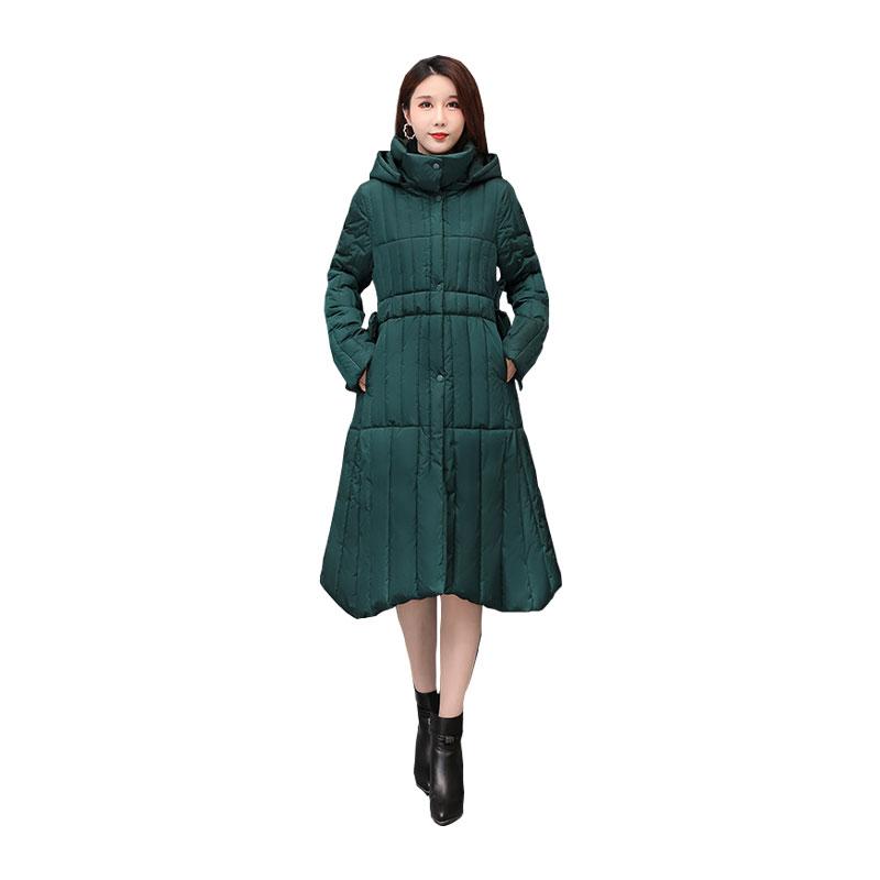 

Women X-Long Winter Jacket Retro Print Hooded Windproof Warm BIO Down Coat Oversize Cotton padded Parkas Casaco Feminino, Beige