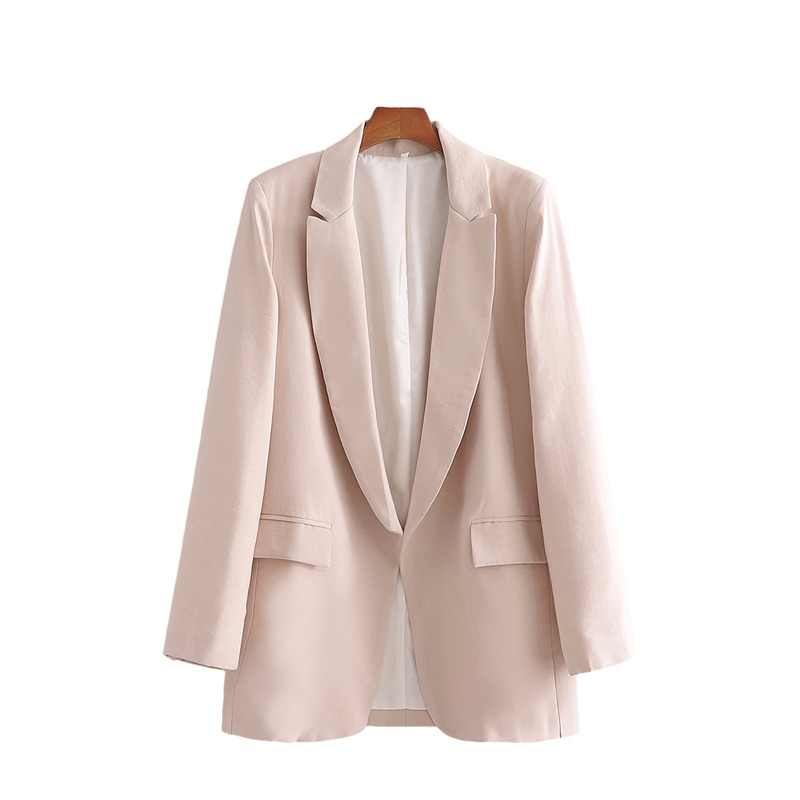 

2021 New Elegant Women's Solid Beige Sleeve Full Fashion Ladies Blazer Women Cardigan Girls Fancy Suits C7PX