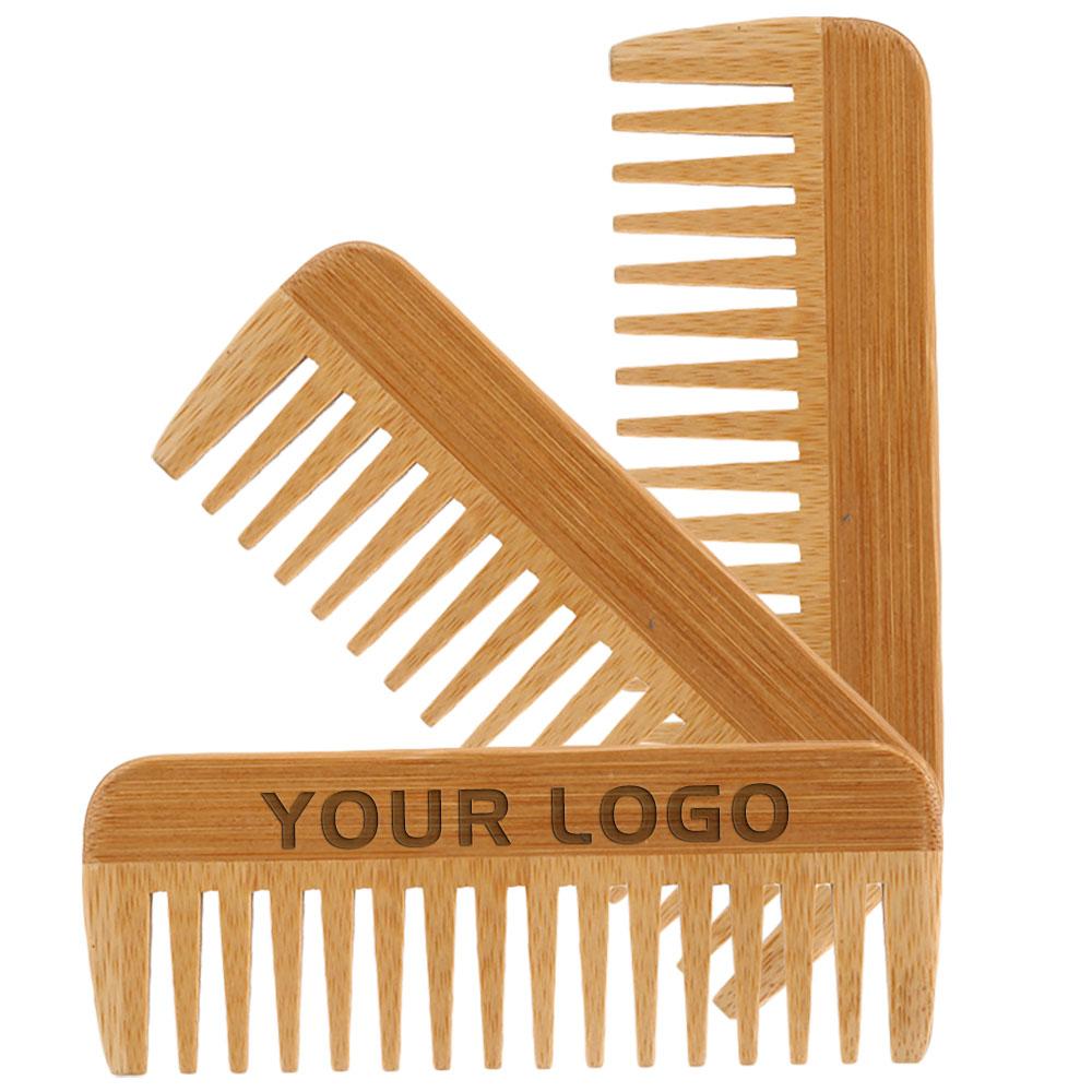

2021 50pcs Customize LOGO Premium Bamboo Combs Beard Combs Anti Statics Hair Comb for Men & Women