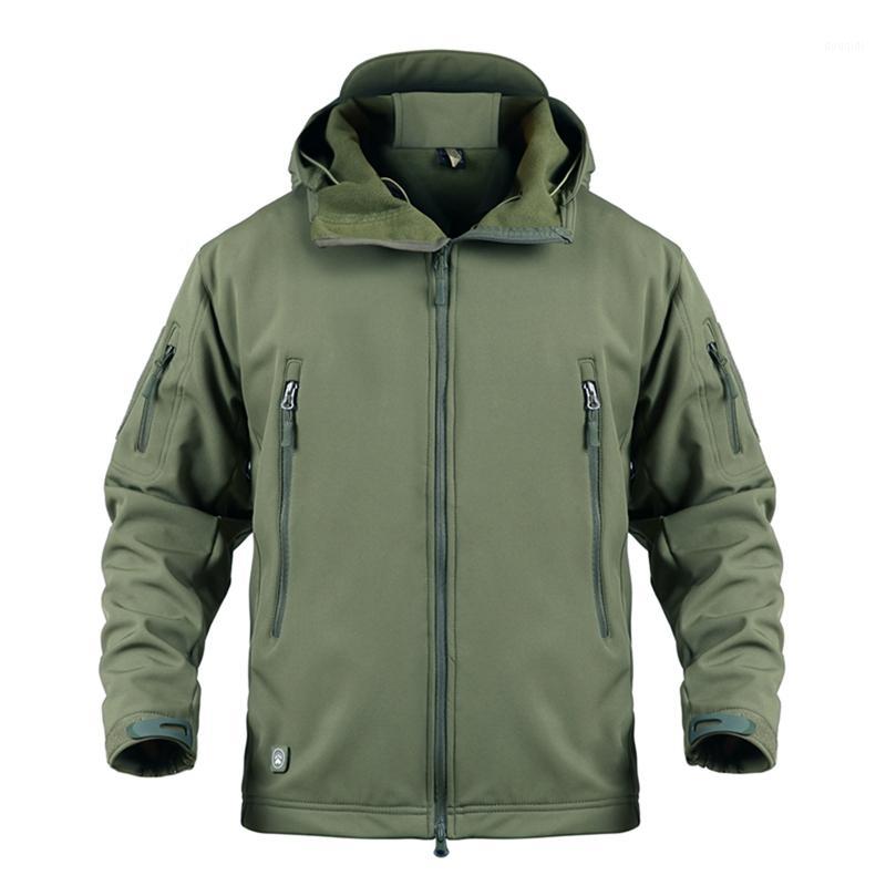 

Soft Shell Jacket Tactical Waterproof Coat Clothing Men Outdoor Hunting Hiking Camping Fleece Hoodie Camouflage Jacket1, Khaki