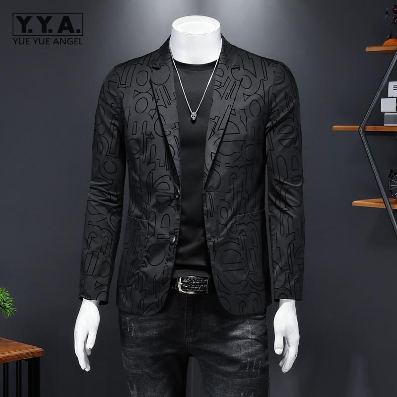 

Printed Business Mens Suit Jacket Slim Fit Long Sleeve Autumn Blazers Design Blazer Outerwear Large Size 5XL Male Casual Jackets, As picture