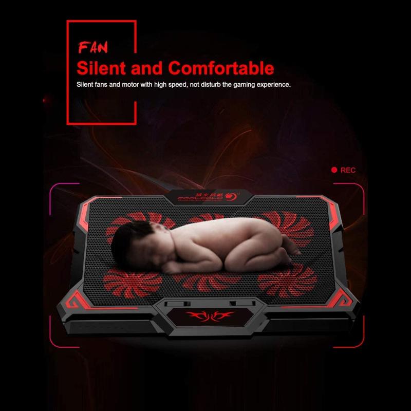 

17 inch Gaming Laptop Cooler Stand RGB Notebook Cooling with Six Fan Led Screen and 2 USB Ports 2600RPM Laptop Cooling Pad