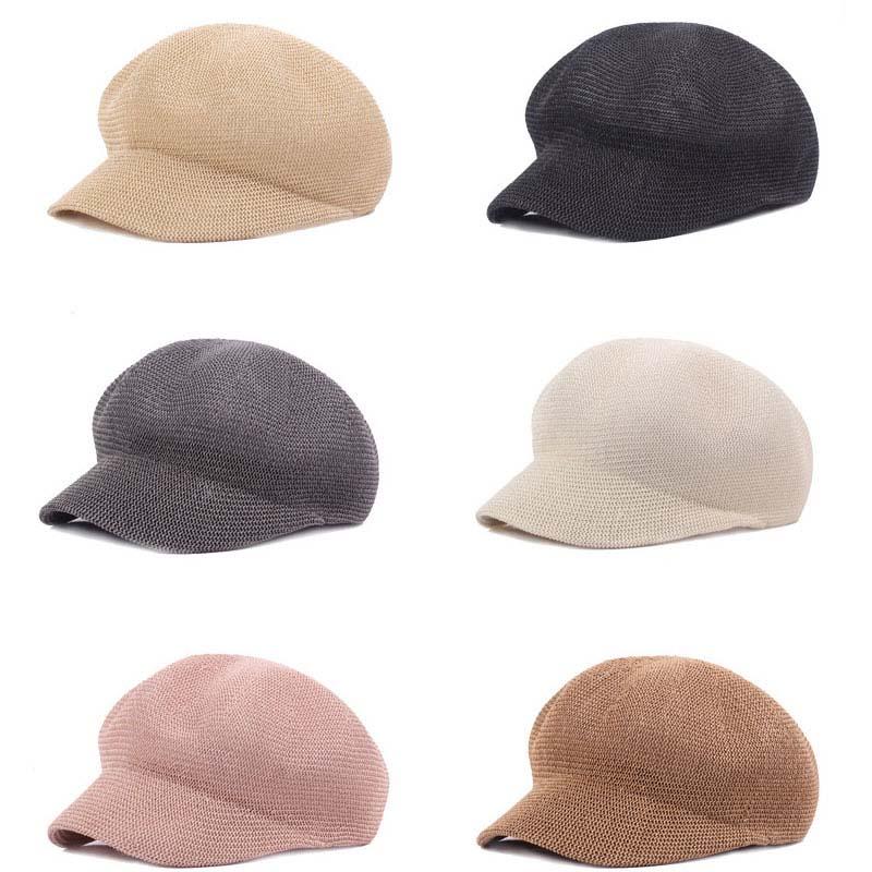 

Unisex Newsboy Caps Hats Men Women Octagonal Detective Hats Retro Flat Caps Hollow Out Mesh Beret Peaked Cap Breathable Hat New, White