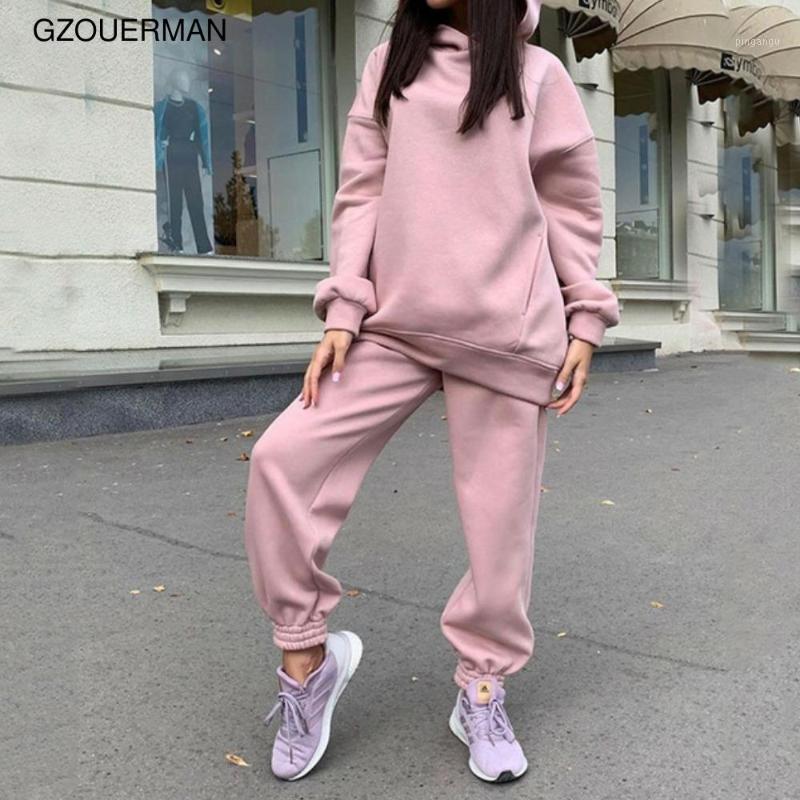 

Women' Tracksuits 2021 Fashion Women Girls Two Piece Casual Fleece Tracksuit Oversized Hooded Long Sleeve Hoodie Suit Winter Solid Sport Pa, White
