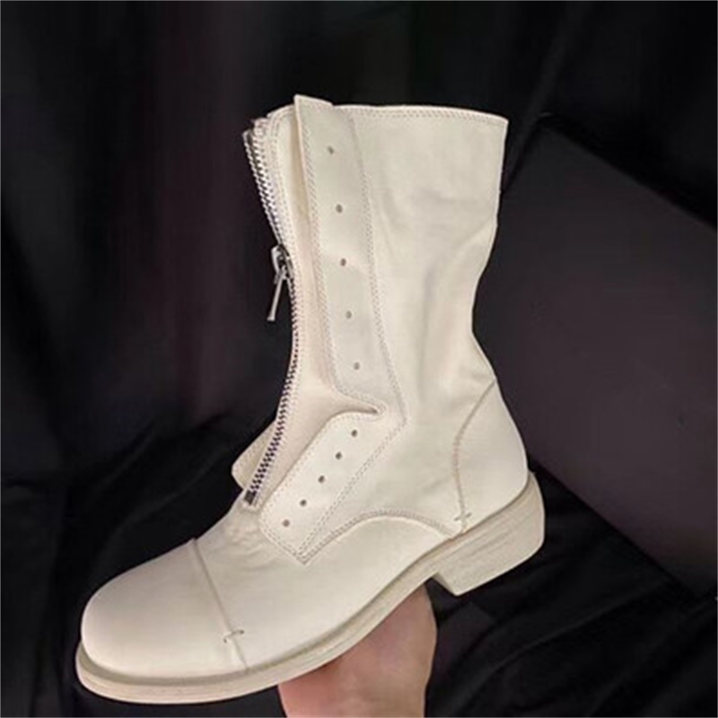 

2021 Design Mode White Winter Rider Zip Female Chunky Sola Military Motorcycle Boots 7zr9, The picture