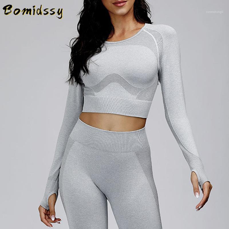 

2020 New Sports Fitness Tops Seamless Yoga Long-sleeved T-shirts Stretch Running Tights Women' Gym Workout Clothes Sportswear1, Blue