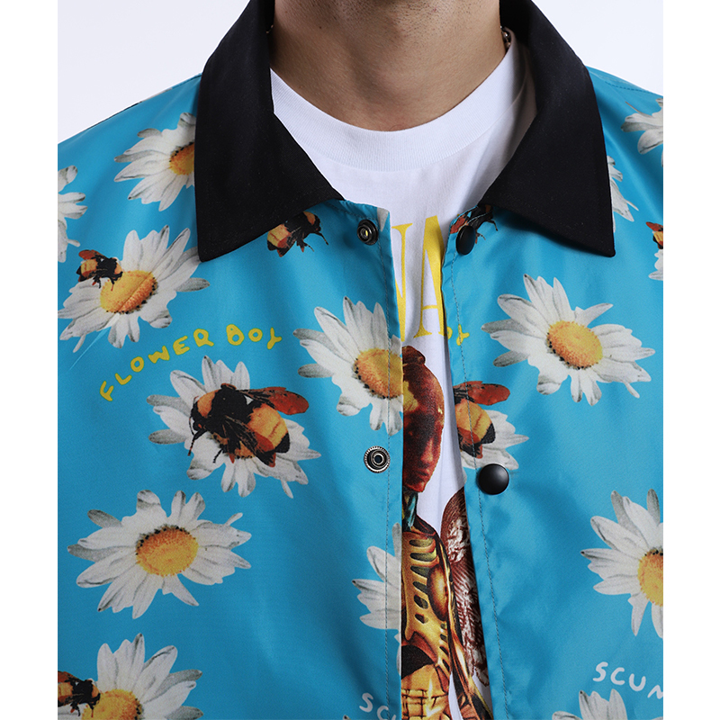 

2021 New Men Sunflower Spring Streetwear Hip Hop Jacket Fashion Outward Collar Jackets WC97, Beige