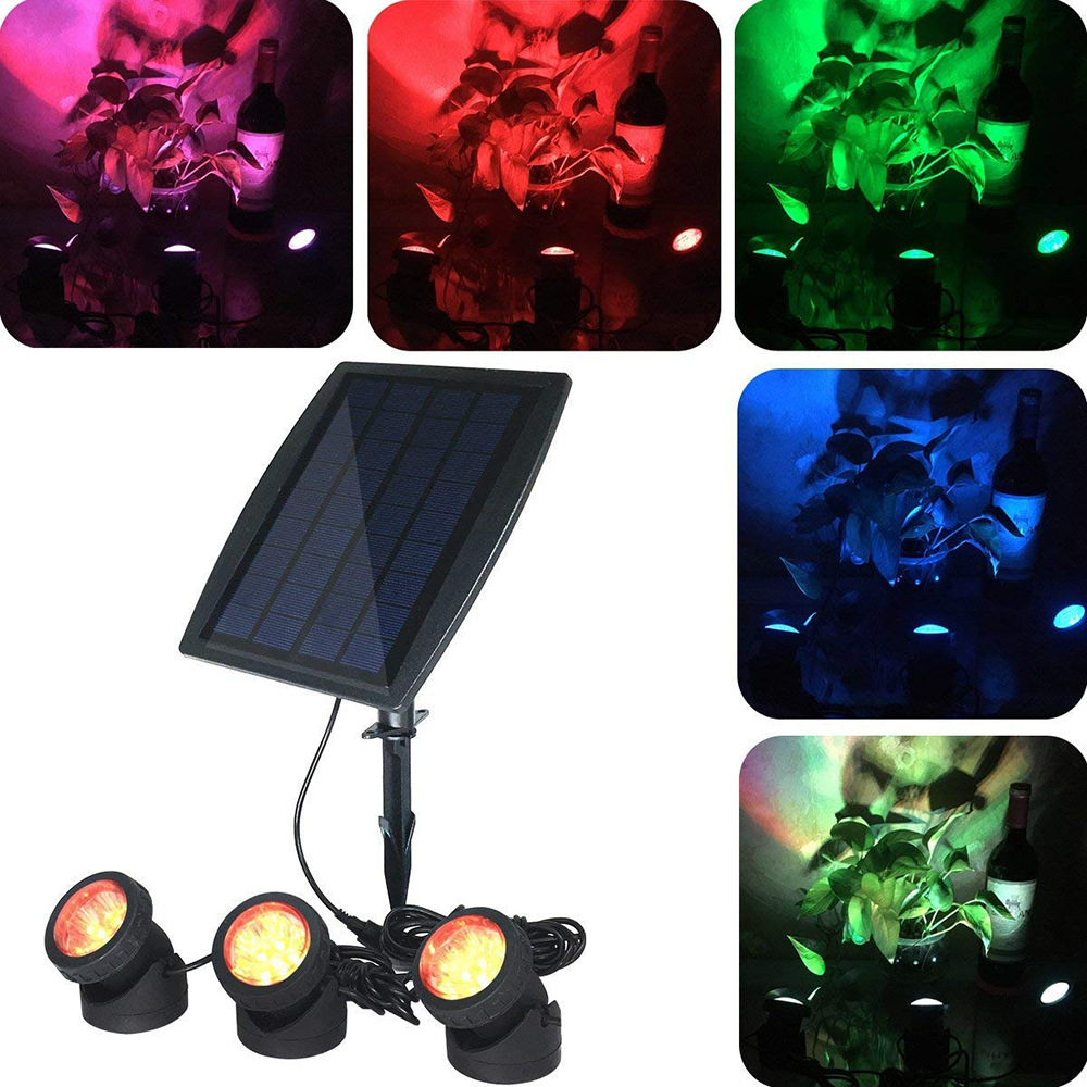 

2021 New Solar Powered Underwater Light Multicolor Submersible Pond Spotlights Waterproof Landscape for Outdoor Garden Pool Decor 0t3w
