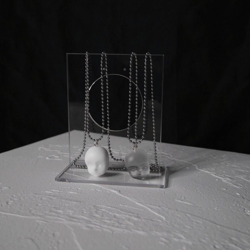 

Creative Handmade Cartoon Angel Cupid Face Resin Pendant Necklace Cute Stainless Steel Necklace for Women Girl Christmas Gift