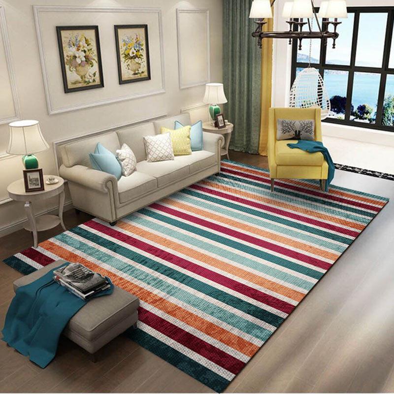 

Nordic 3D Colourful Stripe Living Room Decorative Carpet Modern Kids Home Bedroom Game Crawl Area Rug kitchen Antiskid Floor Mat1, Fl-10