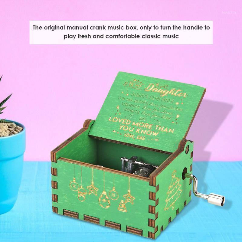 

Carved Hand Cranked Music Box Green Wooden Manual Child Birthday Gift for Creative Xmas Party Birthday Gift Household Ornament1