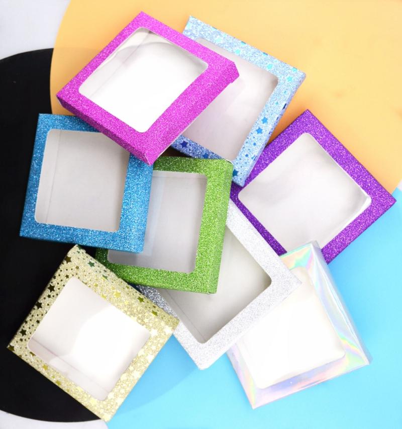 

20set/lot Packing box for eyelash blank eyelashes package Multicolor paper box white tray 25mm Eyelashes DIY Shining packing
