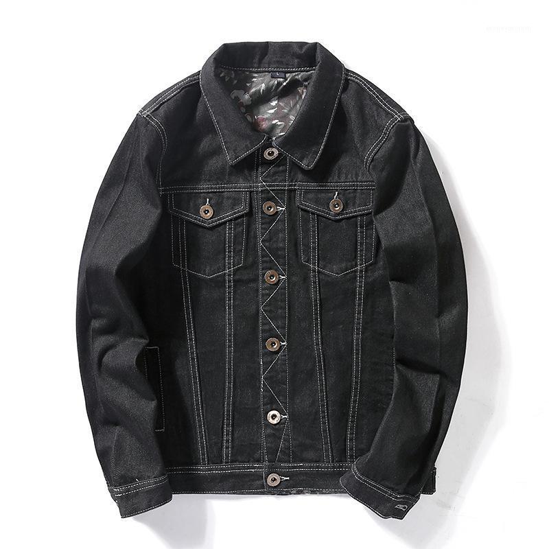 

2020 Spring Autumn Classic New Men' Black Denim Lapel Jacket Outerwear Fashion Casual Slim Fit Male Jean Coat Clothing,0081