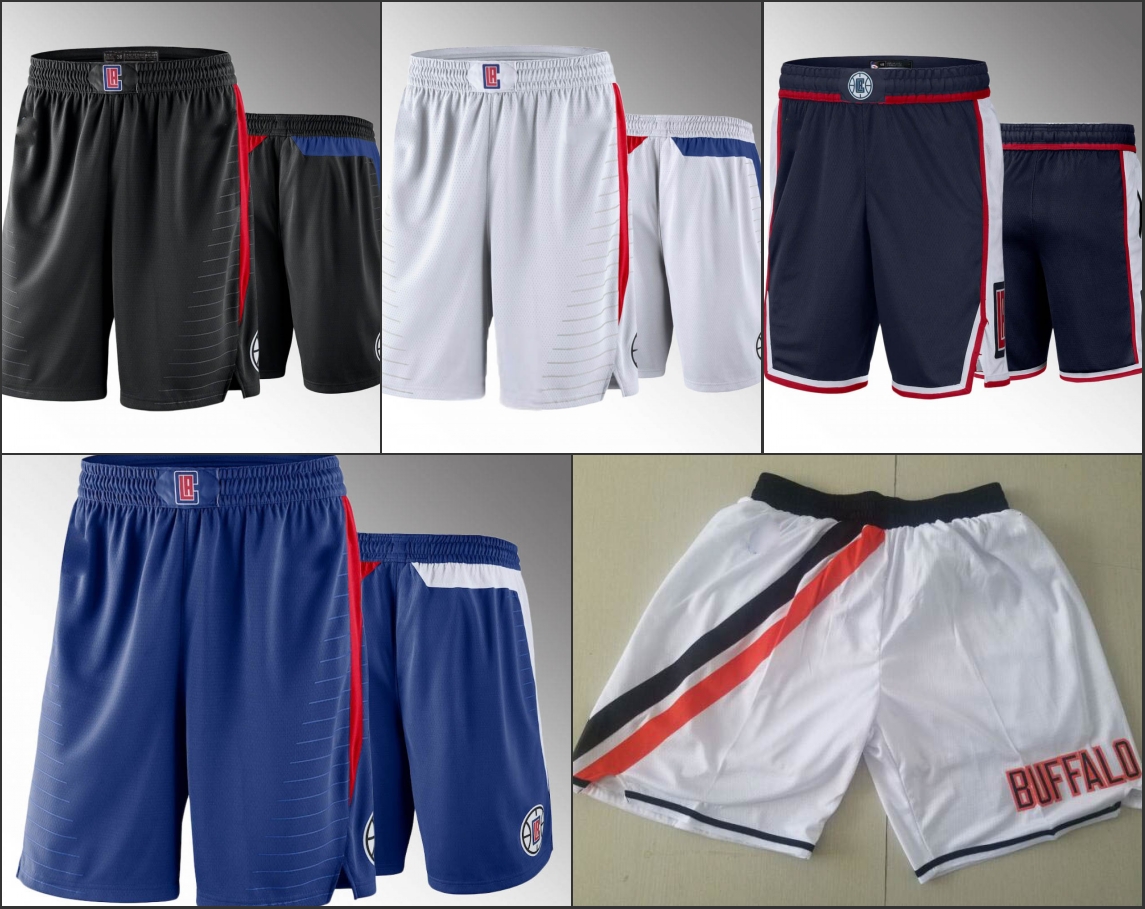 

Los Angeles Clippers''Men Black White Navy Blue Swingman Basketball Shorts