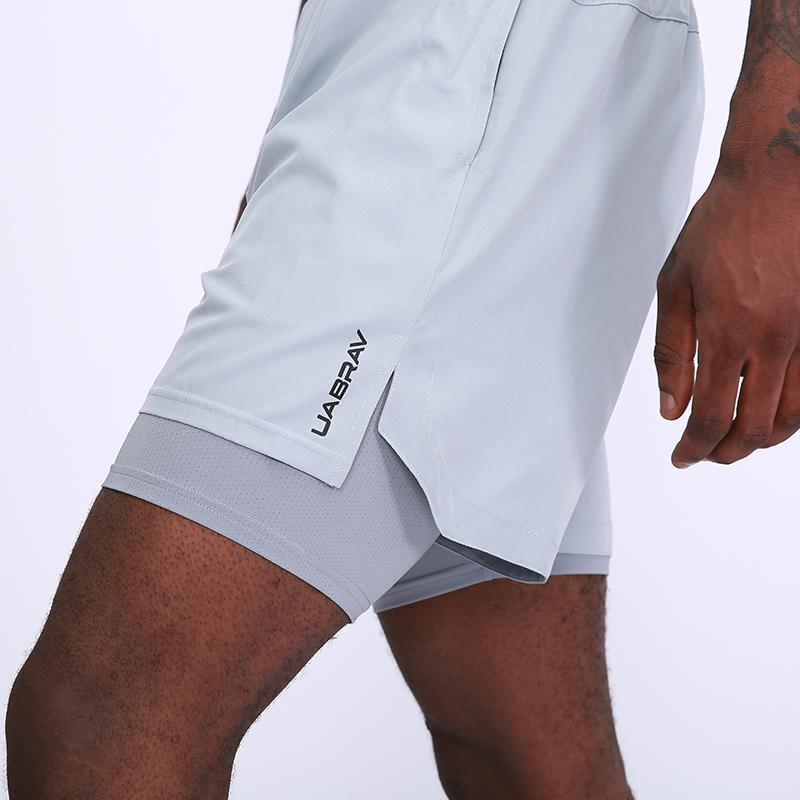 

Men Fitness Shorts Running Gym Compression Jogging 2 in 1 Training Slim Short Pants Sports Trousers Tights Cycling Quick Dry, Black