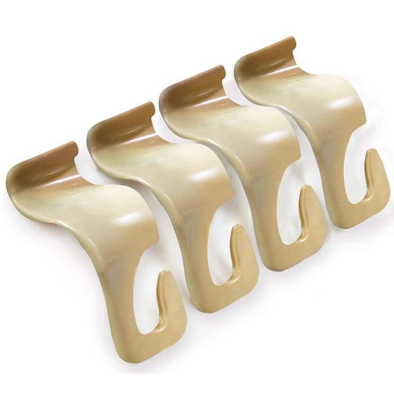 

HOT 4 Pcs Car Hook Headrest Hook, High Load-Bearing, High Toughness Seat Back Hook, Car Interior Hook (Beige