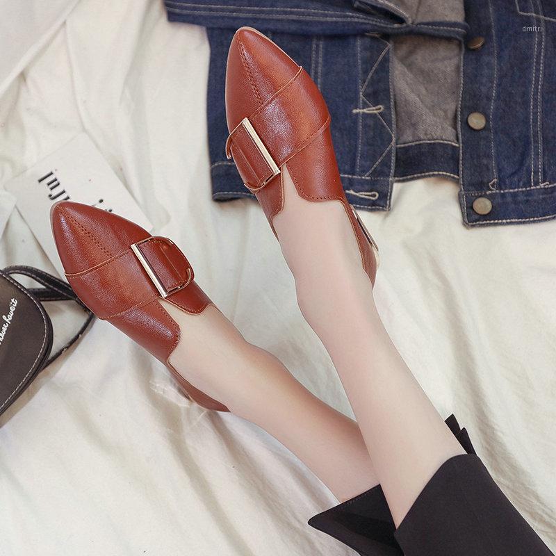 

2020 spring women fashion Students shoes female Pointed Toe casual leather shoes low heels shallow girls SB-241, White