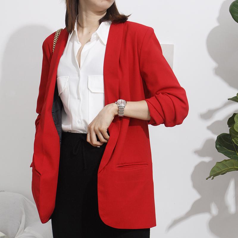 

ParisGirl Women Elegant Suits Blazers Office Lady Suit Crimping Three Quarter Sleeve Outerwear Notched Pocket Casual Suit Blazer, Black