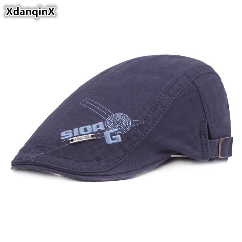 

Berets XdanqinX Men's Letter Embroidery Hat Cotton Beret Autumn Women's Tongue Cap Snapback Adjustable Size Personality Hip Hop, Black