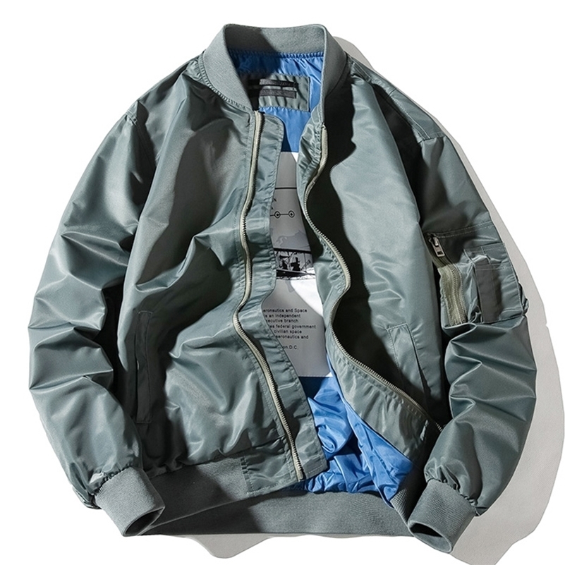 

Men Bomber Jacket Solid Pilot Jackets Men Military Flight Baseball Jacket Fashion Couple Windbreaker Streetwear Autumn Winter 201116, Black thin