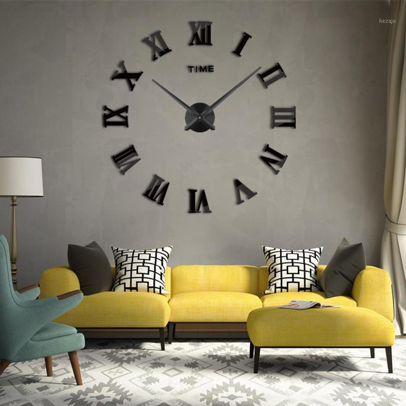 

3D Wall Clock Acrylic Mirror Wall Stickers 2019 New Modern Style Home Decor Large Roman Quartz Clocks1