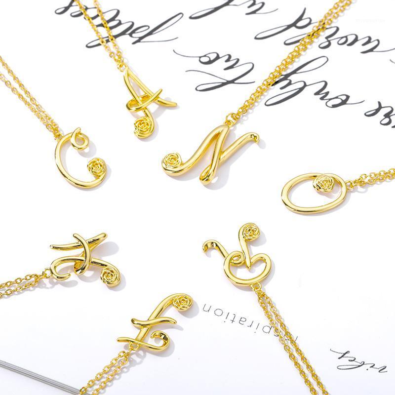 

New A-Z Cursive Letter Name Necklace For Women Gold Silver Color Stainless Steel Initial Necklace Charm Punk Alphabet Jewelry1