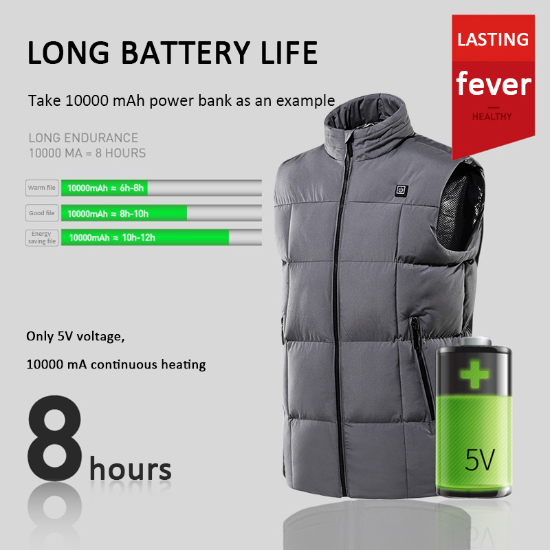 

Heating Hiking Vest Washable USB Charging Heating Warm Vest Intelligent Temperature Control Fishing Skiing Coat Jackets, Black