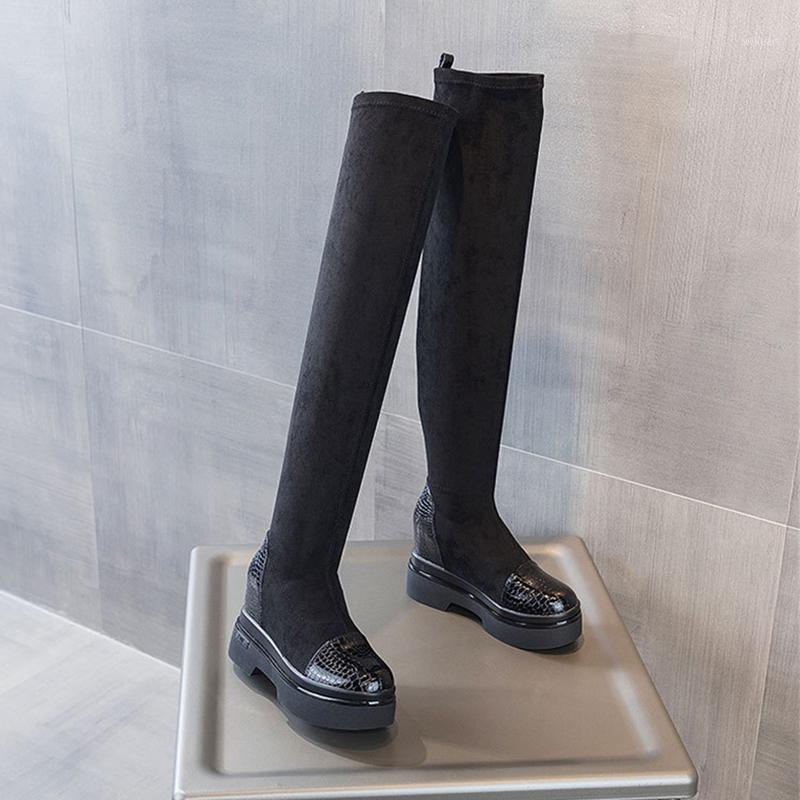 

Women Spring Winter Over The Knee Heels Boots Quality Suede Long Comfort Square Botines Mujer Thigh High Boots Steinmeier1, Below knee