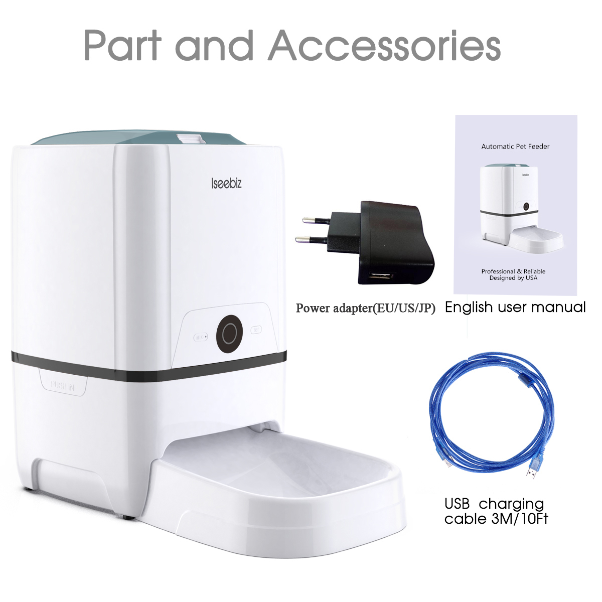 2021 Iseebiz Automatic Cat Dog Feeder With WiFi Pet Food Dispenser 6