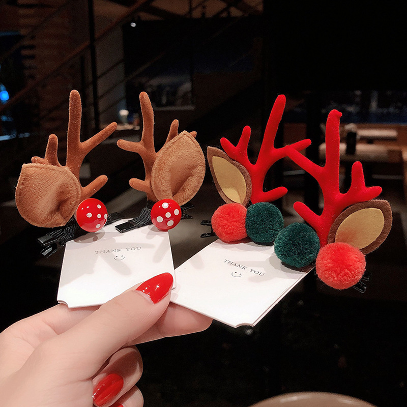 

2020 Christmas Antlers Hairpin Plush Christmas Hairpin Hair Accessories Children's Holiday Dress Up Small Fresh Clip Boutique