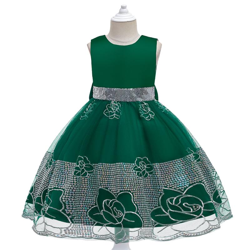 

Girl's Dresses 2021 Sequins Embroidery Kids For Girls Elegant Wedding Princess Dress Children Christmas Clothes Costume Vestido, Red;yellow