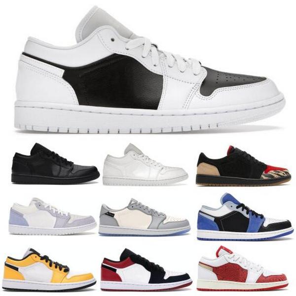 

Jumpman 1 1s Low Basketball Shoes Panda Triple White Everglades Paris Palm Tree Bred Toe Pine Green UNC Toe Og Mens Women Tennis Trainers Sneakers, Red