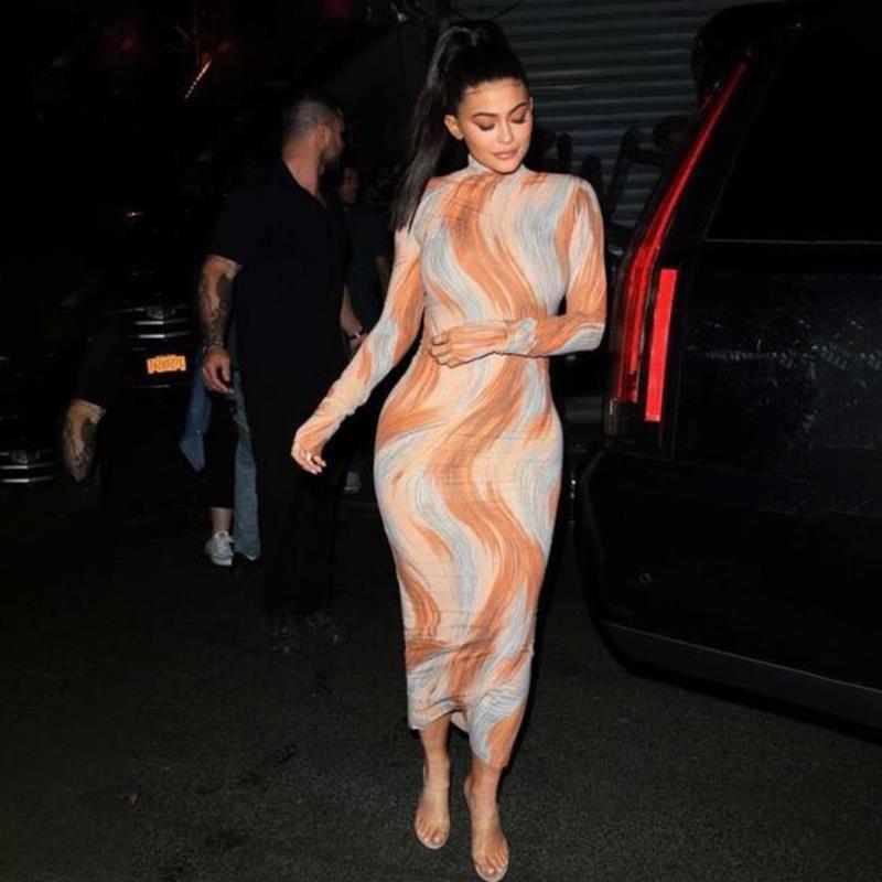 

summer long dress print women dresses autumn casual sleeve o neck maxi beach fashion bodycon vestidos, Black;gray