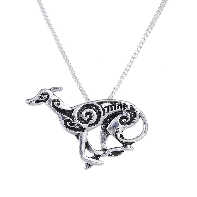 

Pendant Necklaces Statement Bijoux Running Greyhound Necklace Hound Galgo Dog Silver Fashion Long Charm Choker Halloween Gift