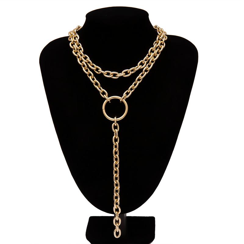

1pcs Punk Chain Necklace Pendant Necklace Women Multilayer Choker Metal Padlock Chains Hip Hop Goth Jewelry Costume Accessory