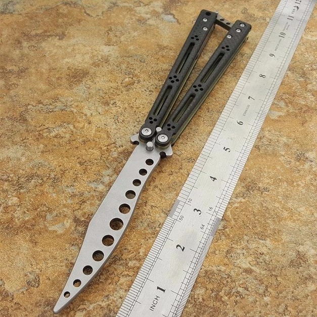 

baliplus basilisk hom D2 carbon fiber handle butterfly trainer training knife Crafts Martial arts Collection knvies xmas gift