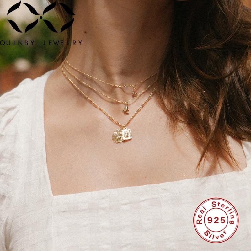 

Quinby European and American Cross-border Best-selling 925 Sterling Silver INS Holding Heart Clavicle Necklace