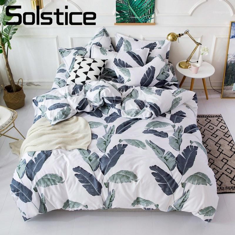 

Solstice Home Textile Banana Leaf Navy Blue White Duvet Cover Pillowcase Sheet Boy Teen Adult Girl Bedding Linens Set Bedclothes1