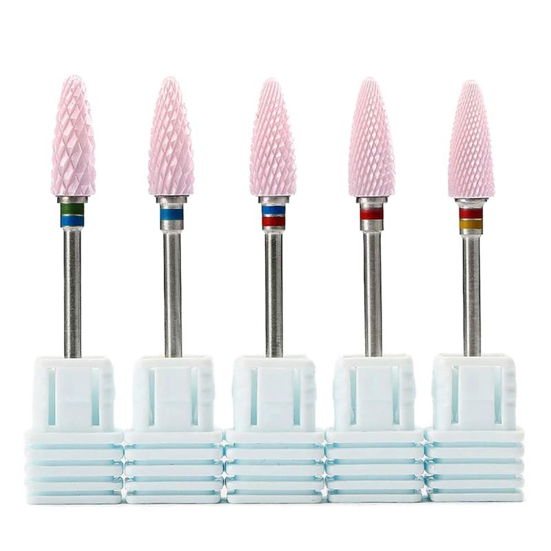 

Ceramic Nail Drill Bit, Acrylic Cuticle Gel Dead Skin Remove Nail Art Salon 3/32 inch Polish Tool Manicure Accessories Pink