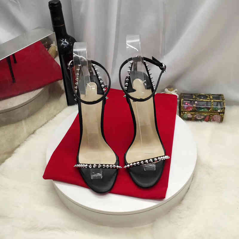 lady Summer sexy Women Sandals Brief Ankle Strap Studs spikes Matte Leather high heels Shoes 12cm large size 43