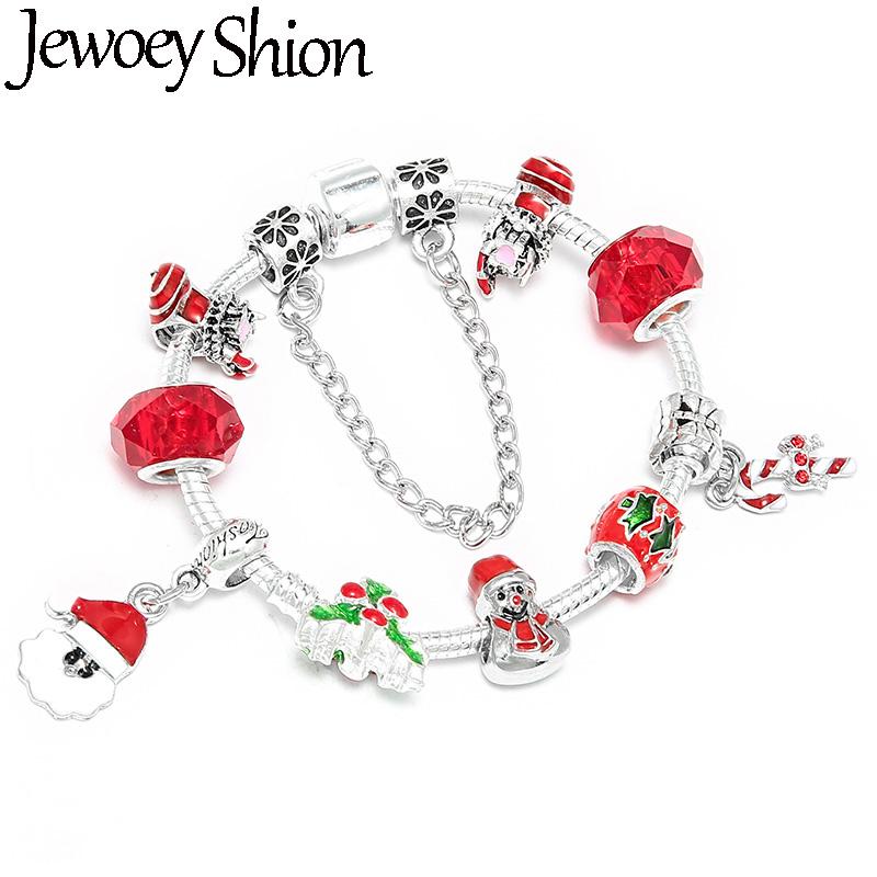 

Jewoey Shion High Quality Red Christmas Boots Charms Beads fit Brand Bracelets For Women Kids Christmas Jewelry Gift