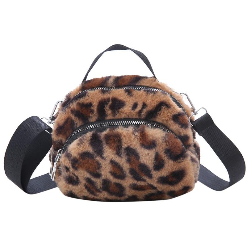 

Belt Zipper Sexy Leopard Solid Shoulder Bag Girl Preppy Style Plush Crossbody Bag For Phone Square Rainbow Purse #SRN