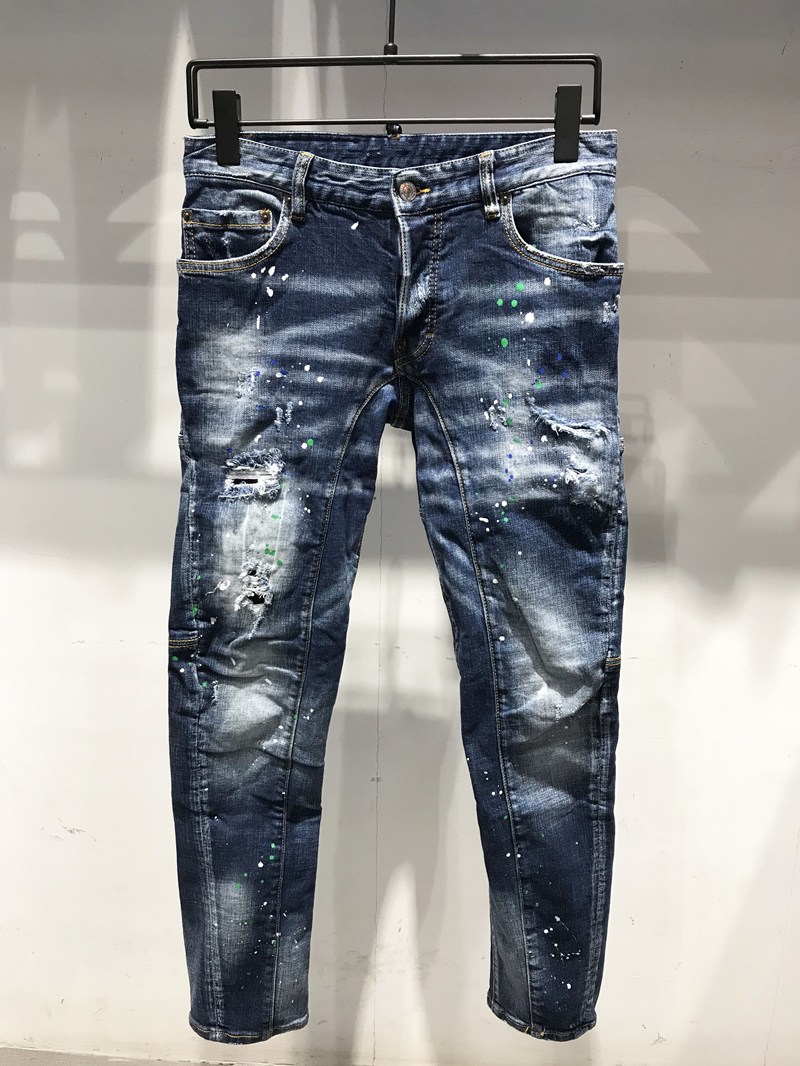 

Fashionable European and American men's casual jeans in, high-grade washed, hand-worn, tight ripped motorcycle jean LTA232, A381