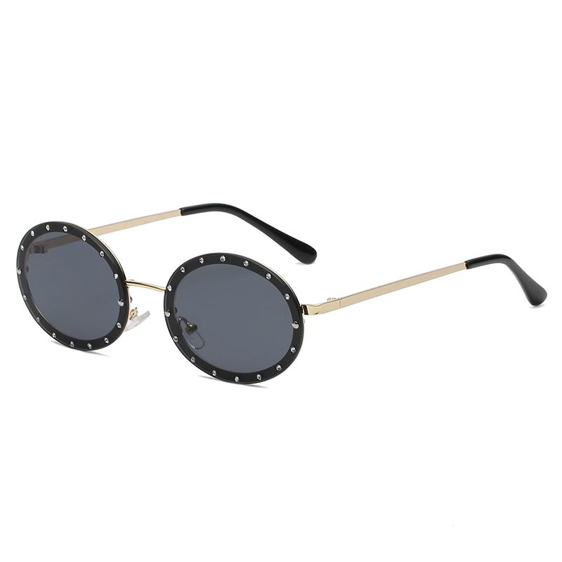 

Sunglasses Small Oval Women Diamond Brand Designer Vintage Metal Frame Sun Glasses Ladies Gradient Colors Oculos UV400